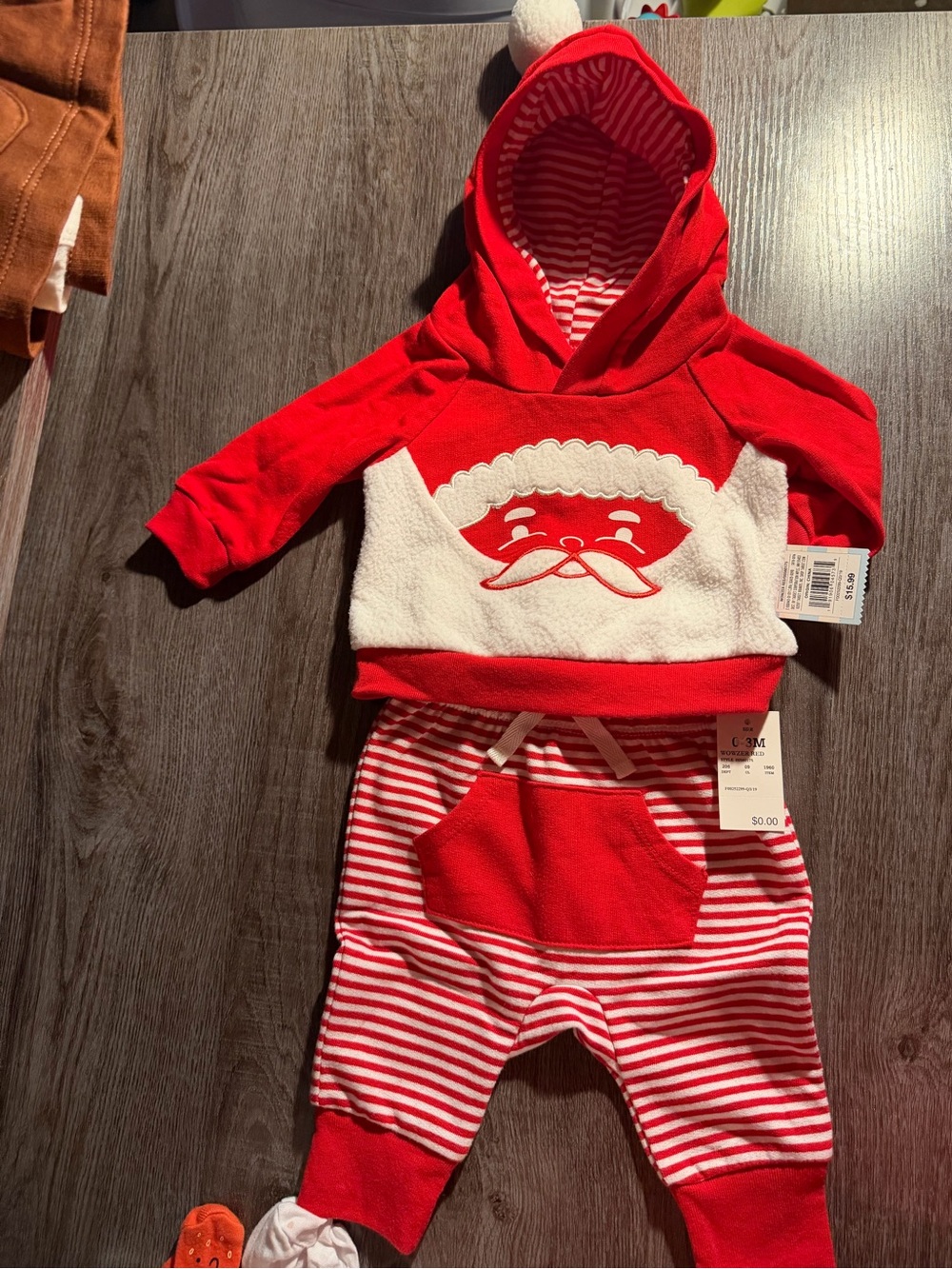 Cat & Jack Red and White Santa Hooded Matching Set